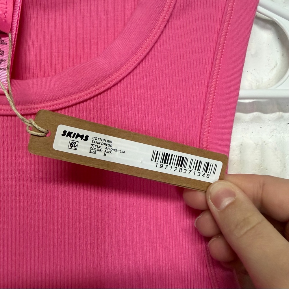 SKIMS Cotton Limited Edition Pink Ribbed Tank Mini Dress – Size M | NWT - Picture 9 of 9